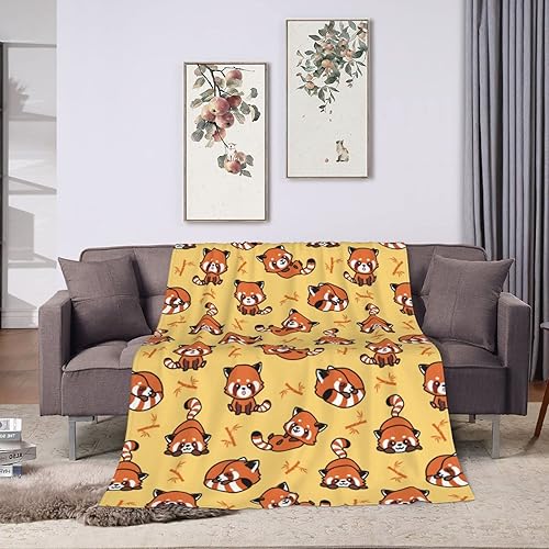 Miniatura 7 de Manta de panda rojo, para adultos, mujeres, hombres, niños y niñas, ligera, suave, linda, acogedora manta de franela de vellón para sofá o cama, 60