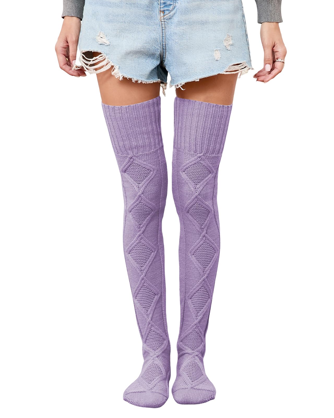 SherryDC Womens Cable Knit Thigh High Socks Winter Boot Stockings Extra Long Over Knee High Leg Warmers