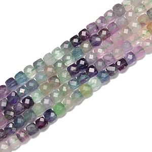 Gradient Fluorite Faceted Cube Beads - 4-5mm Size, 15.5 Inch Strand For Jewelry Making