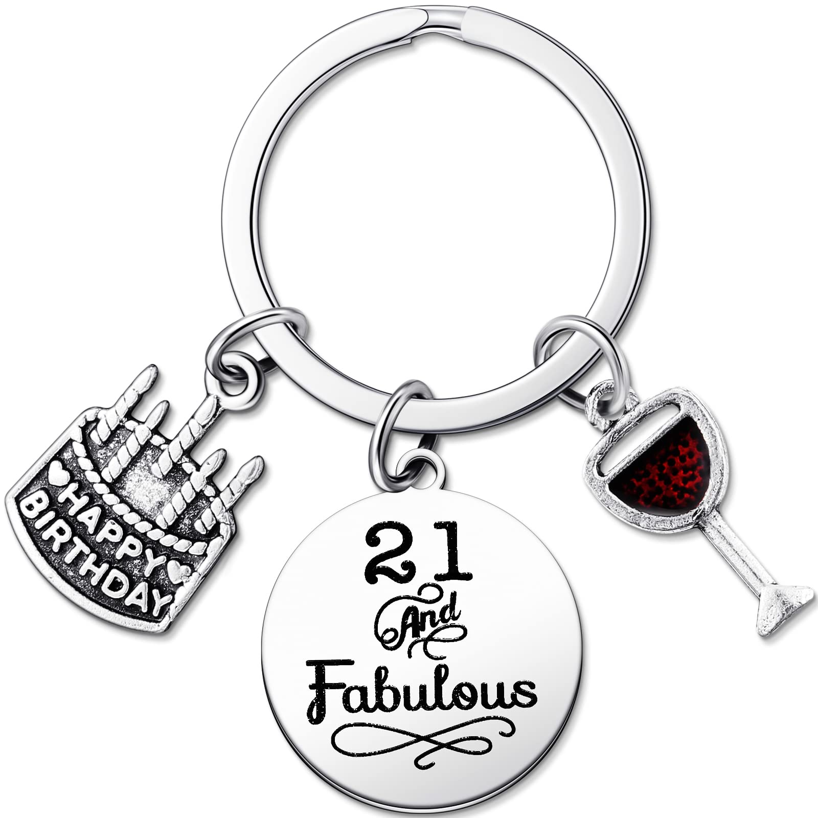 21st Birthday Gifts Birthday Keyring Stainless Steel Personalized Keyring Keepsake Presents Inspirational Keychain for Friends Girls Boys Daughter Son Granddaughter Grandson