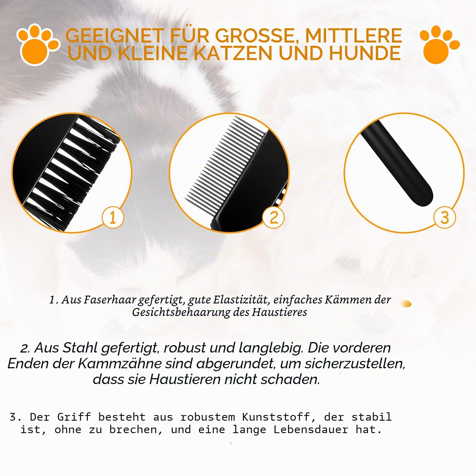 2 Stücke Tränenfleck Entfernung Kamm Hunde Augen Pflegekamm Doppelseitiger Hunde Augen Kamm zum Entfernen von Krusten und Schleim