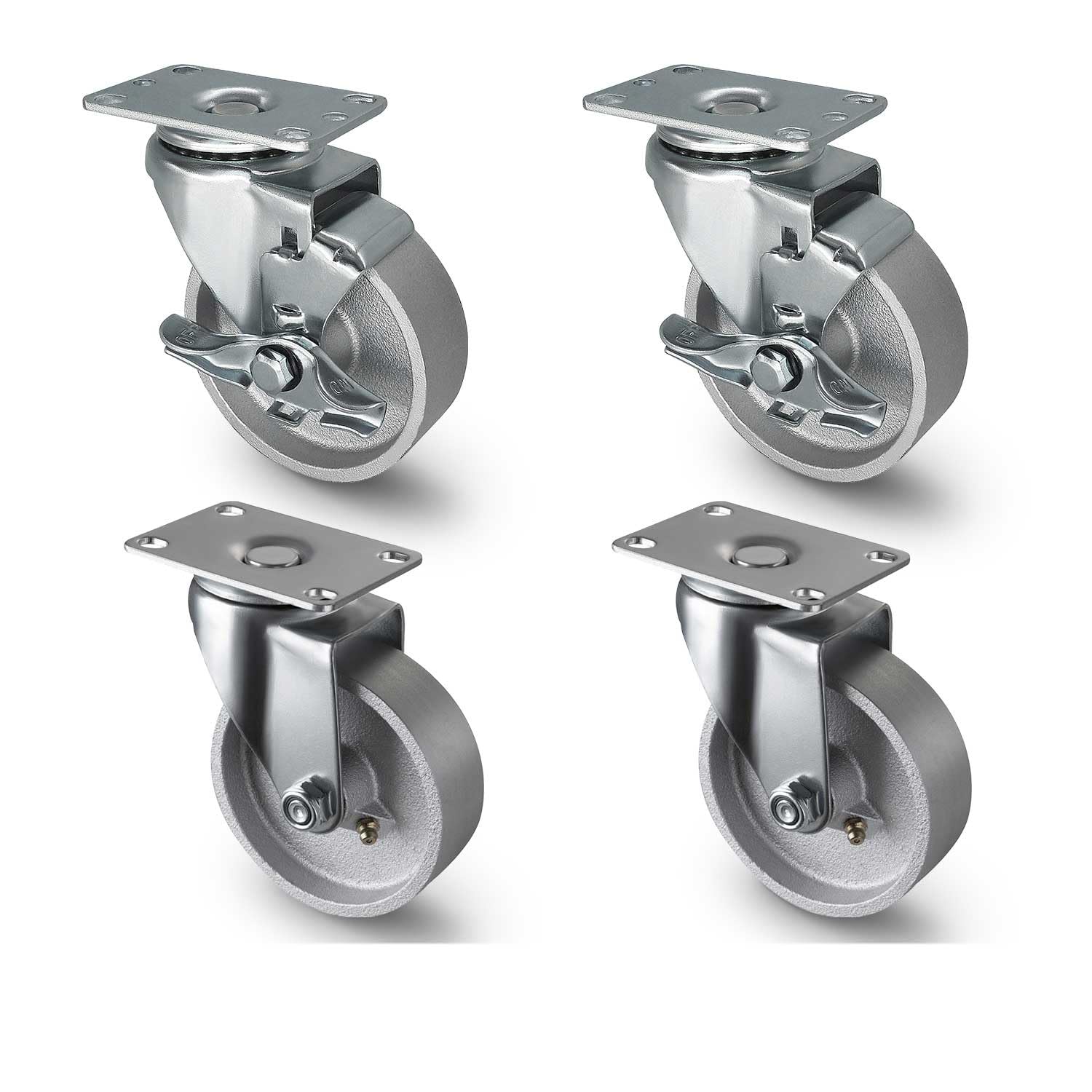 4'' Casters, Semi Steel Cast Iron Caster Wheels Heavy Duty