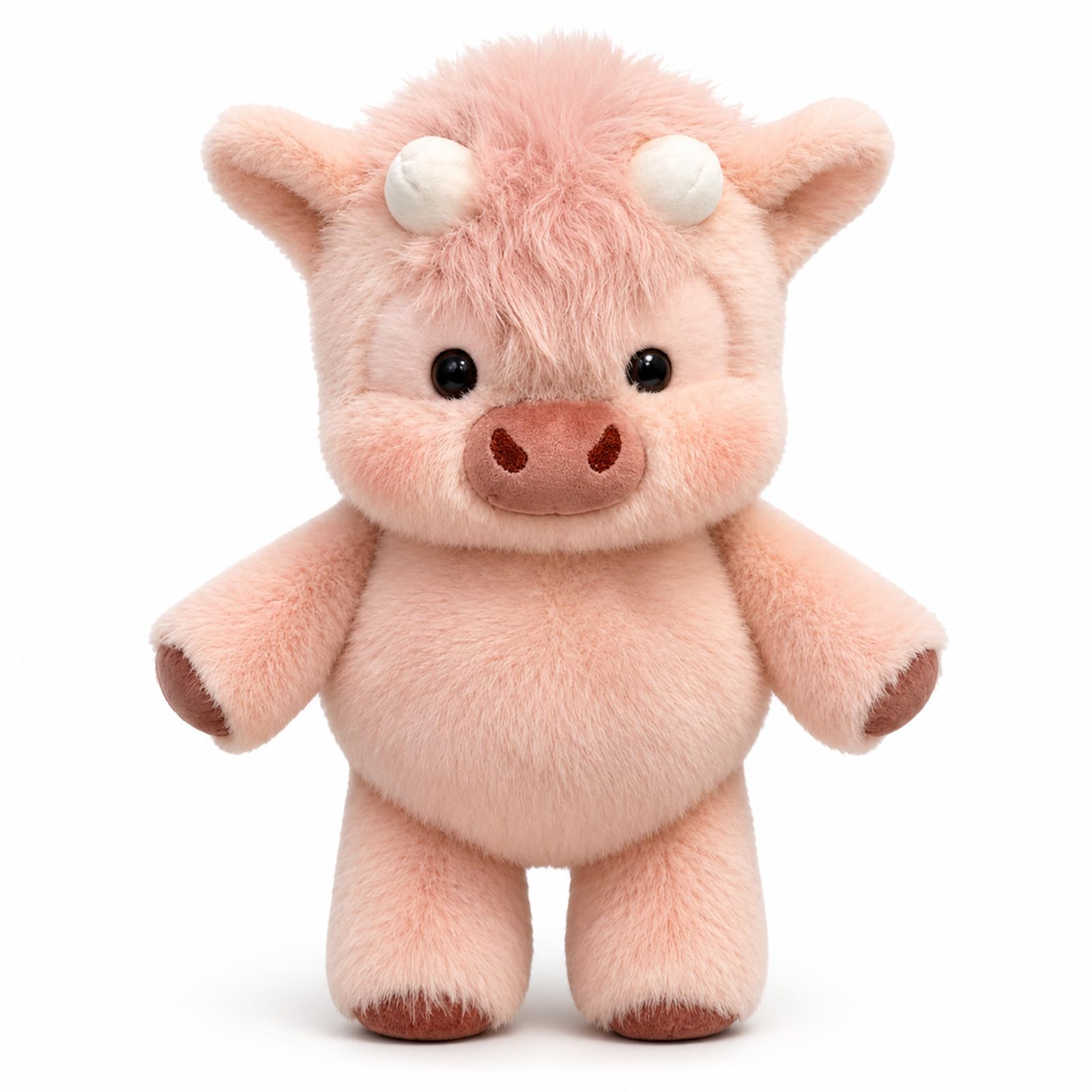 Aurelx Highland Cow Teddy, PP Cotton Pink Cows Stuffed Animal, Highland Cow Gift for Kids, Women, Girls Adults Lovers, Cute Soft Weighted Plush for Realistic Hug, Soothing & Relaxation
