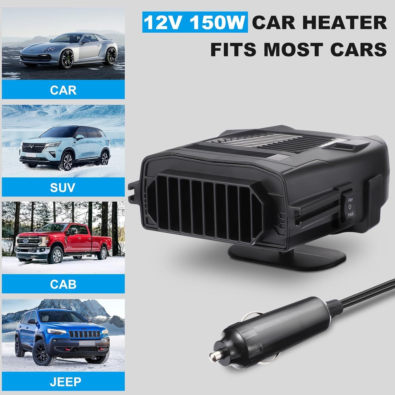 Riscaldatore Auto 12V 200W - 2 In 1 Riscaldamento E Raffreddamento, Sbrinatore Portatile Per Auto - Foto 3