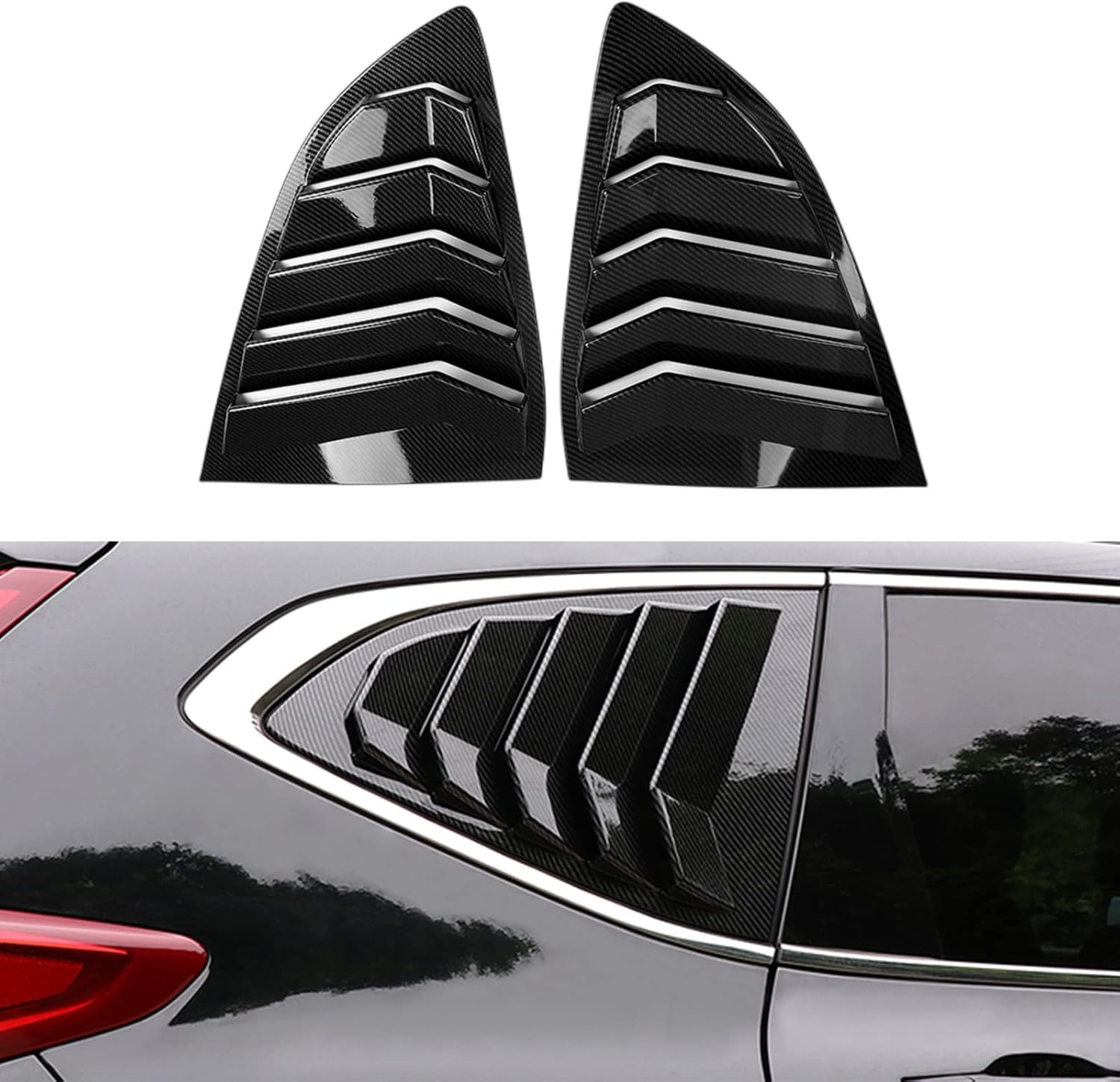 2Pcs Carbon Fiber Rear Side Window Louvers Shutter Cover Air Vent Louvers Scoop Cover Blinds Compatible for Honda CRV 2022 2021 2019 2018 2017 Accessories