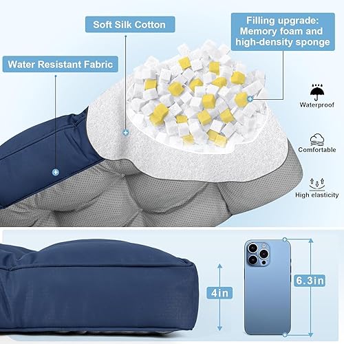 Miniatura 4 de Cojín de banco personalizado, tela personalizada, espuma de alta densidad, lazos inferiores antideslizantes, cojín de asiento largo para interiores