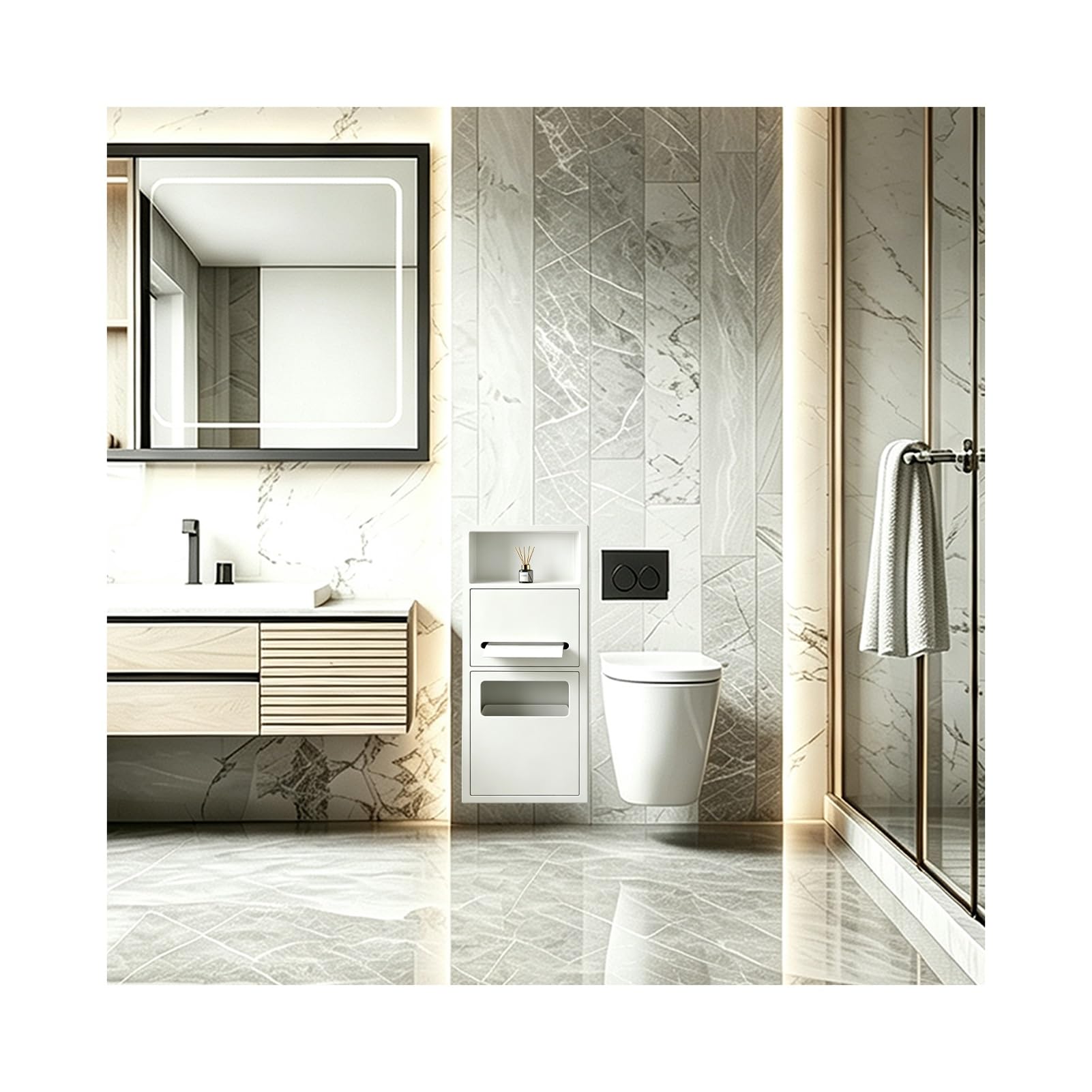 Recessed Toilet Niche, Concealed Trash Can Niche for Bathroom Hotels