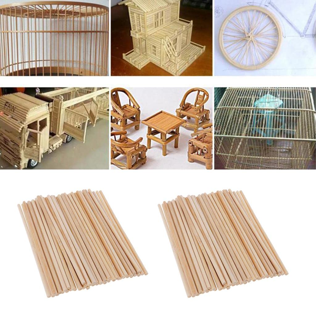 Bamboo Unfinished Wood Stick Wooden Round Stick Dowel Rod 100Pieces 150mm-image-8