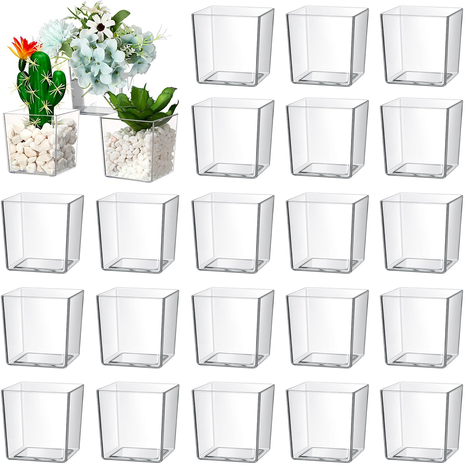 Amazon.com: Tioncy 3'' x 3'' 24 Pcs Cube Clear Flower Vase