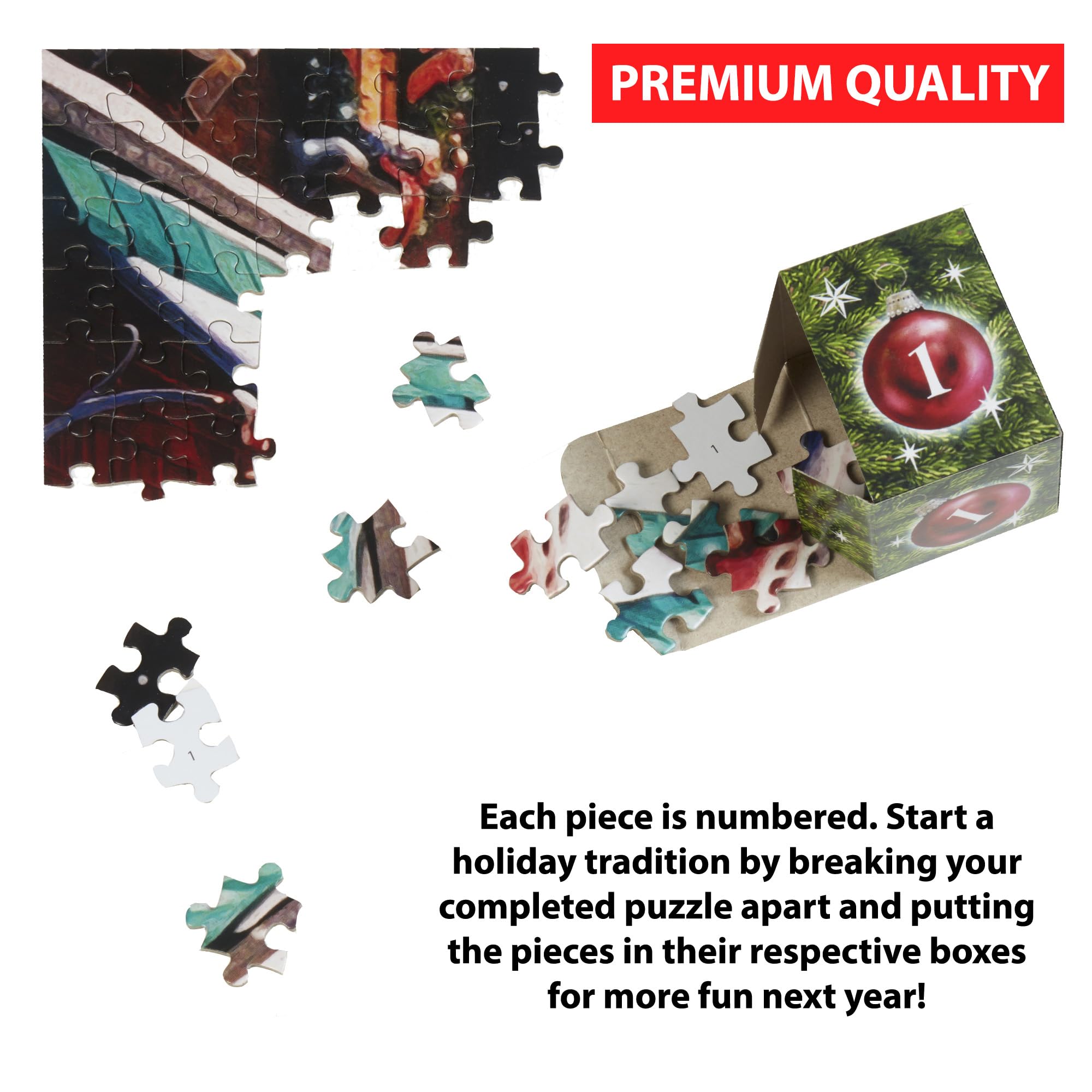 Christmas Toy Store Jigsaw Puzzle Advent Calendar 1000 Pieces by Vermont Christmas Company, 24 Puzzle Sections to Complete - Image 4