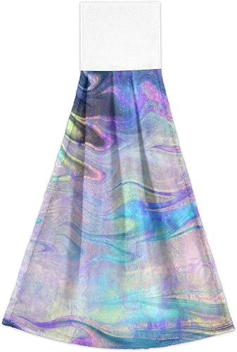 Kigai Toallas colgantes de flores iridiscentes,Toallas de cocina colgantes con cinta mágica,Súper absorbentes,Toallas de lazo colgantes de algodón