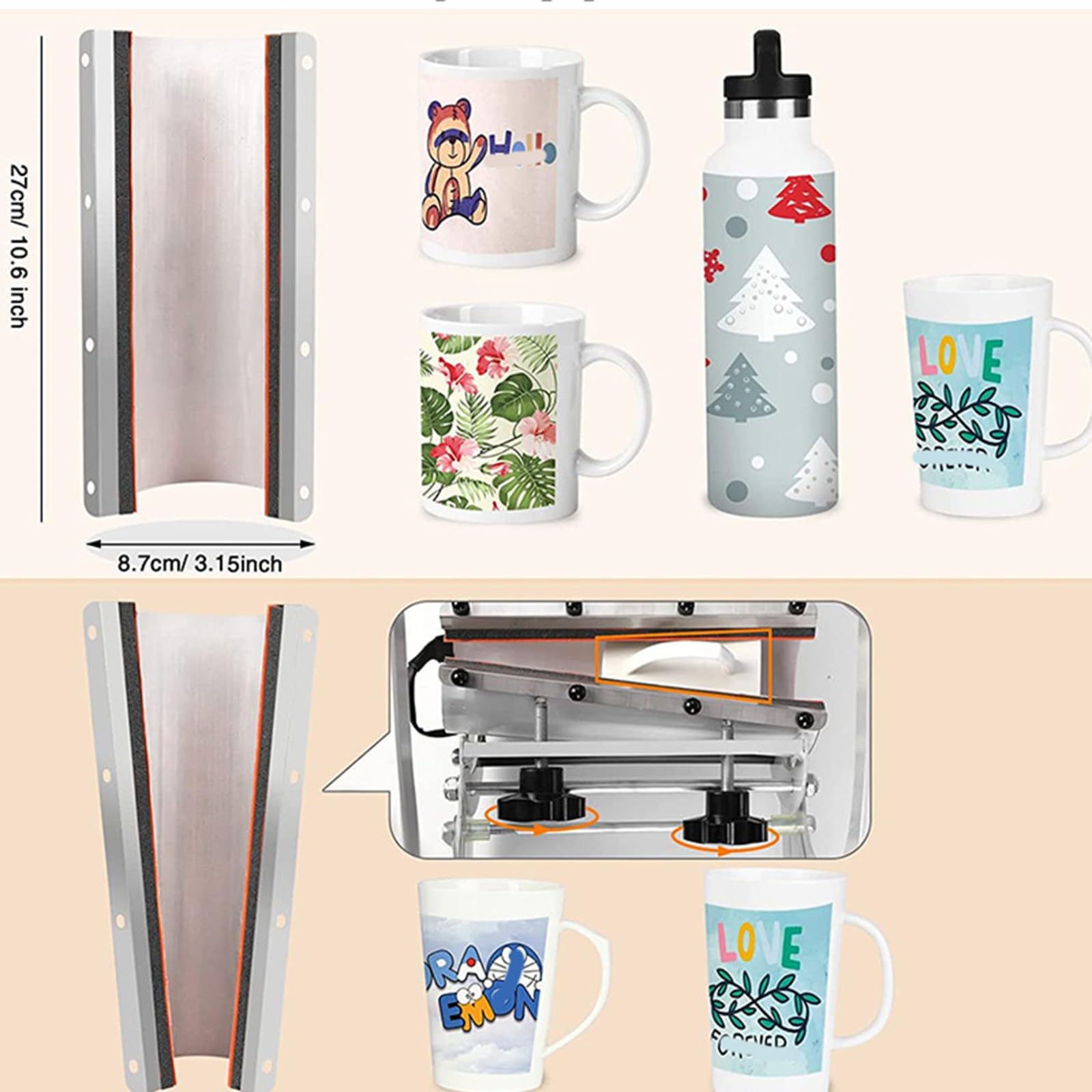 Pressa di Calore per Bicchieri 11~30 OZ 220V Pressa a Calore per Tazze Sublimazione Bicchieri Dritti Tazze Bottiglie d'Acqua Stampa per Tazze in Ceramica Bicchieri in Acciaio Inossidabile A