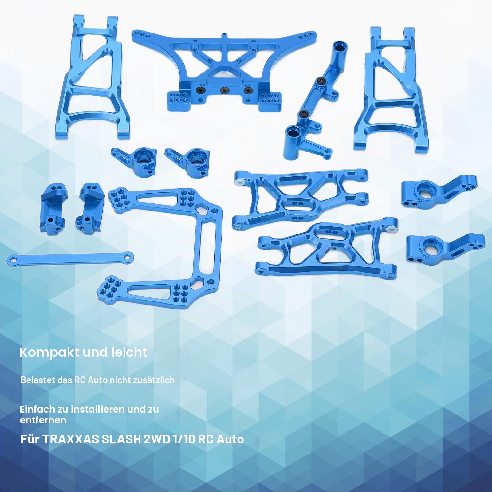 RC-Zubehör, 1/10 RC Metall-Upgrade-Zubehör für TRAXXAS RC Vorder- und Hinterachsaufhängung, Lenkungsbecher-Kit, Aluminium-Vorder- und Hinterachsaufhängung, Kit für TRAXXAS Slash 2WD, Blau