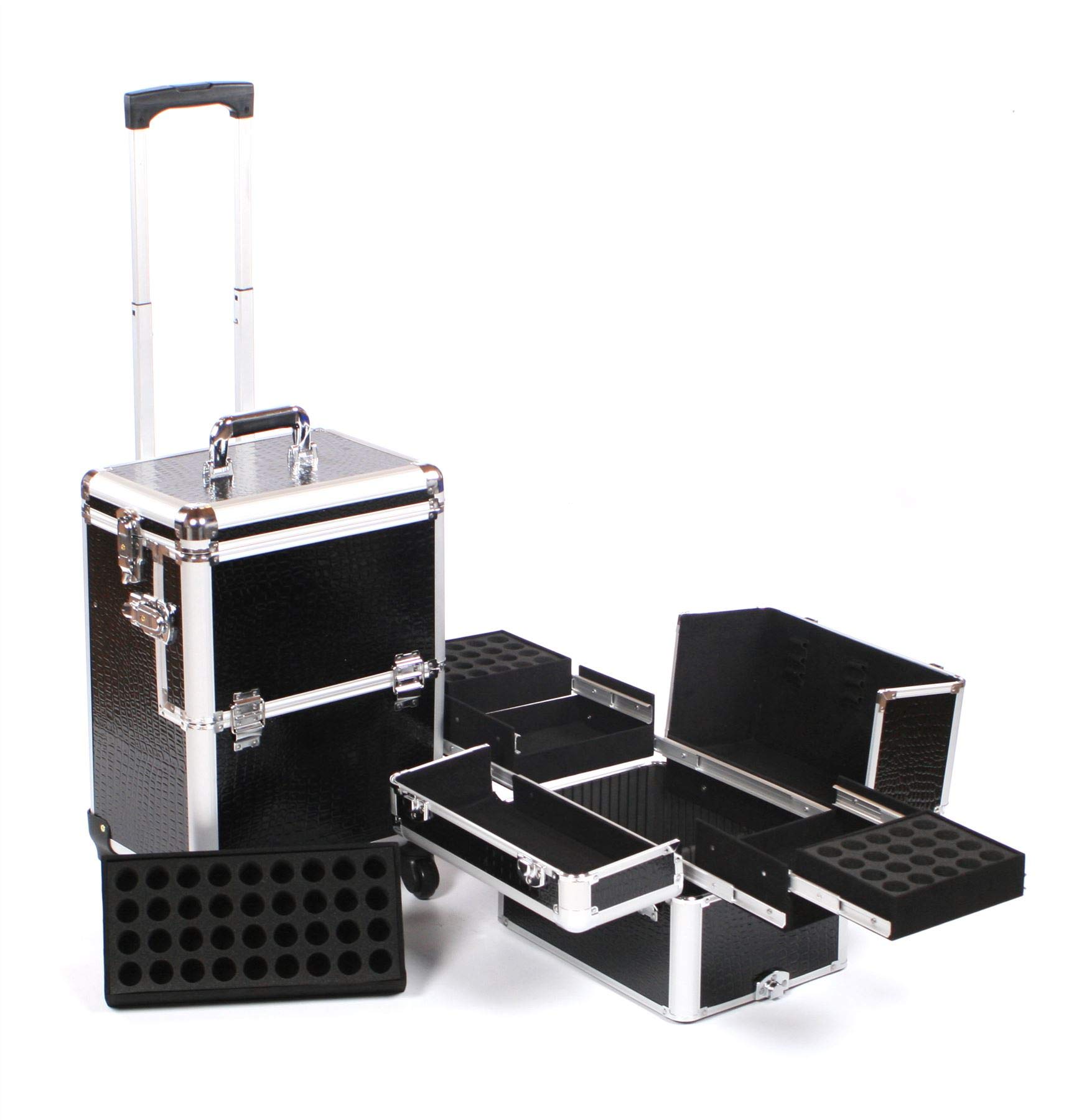 Urbanity Professionale Grande Alluminio Bellezza Trucco Carrello Custodia - NERO COCCODRILLO