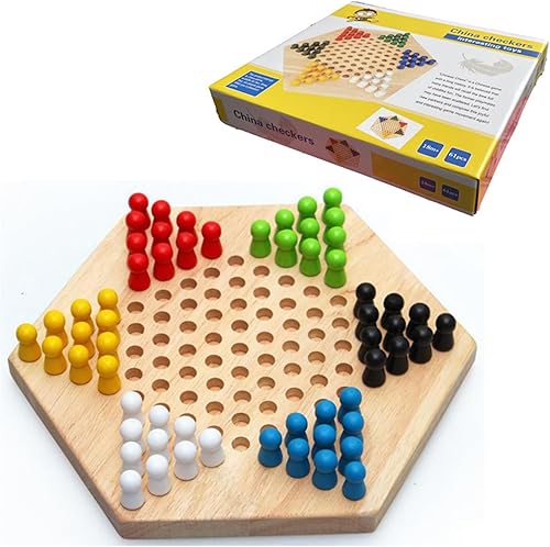 Miniatura 1 de Juego de damas chinas, juego de mesa de madera con 6 colores, 60 piezas de ajedrez, rompecabezas de estrategia, juego de mesa familiar para adultos
