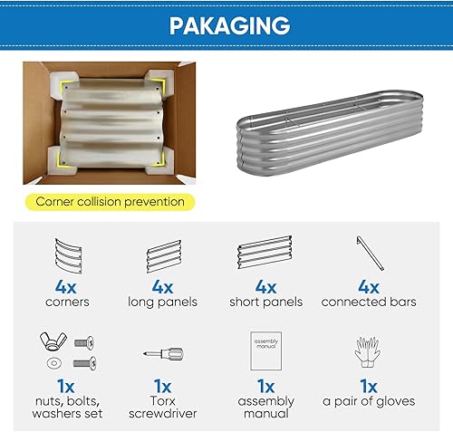 Miniatura 7 de Jardinera grande galvanizada para jardinería, cultivo de flores, verduras, hierbas, 12 en 1