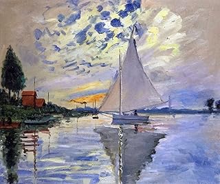 Stampa su Tela Quadri Moderni Stile Arte Astratto Claude Monet Replica Barca a Vela 50X60CM per Soggiorno Salotto Camera da Letto Cucina Ufficio Bar ristorant