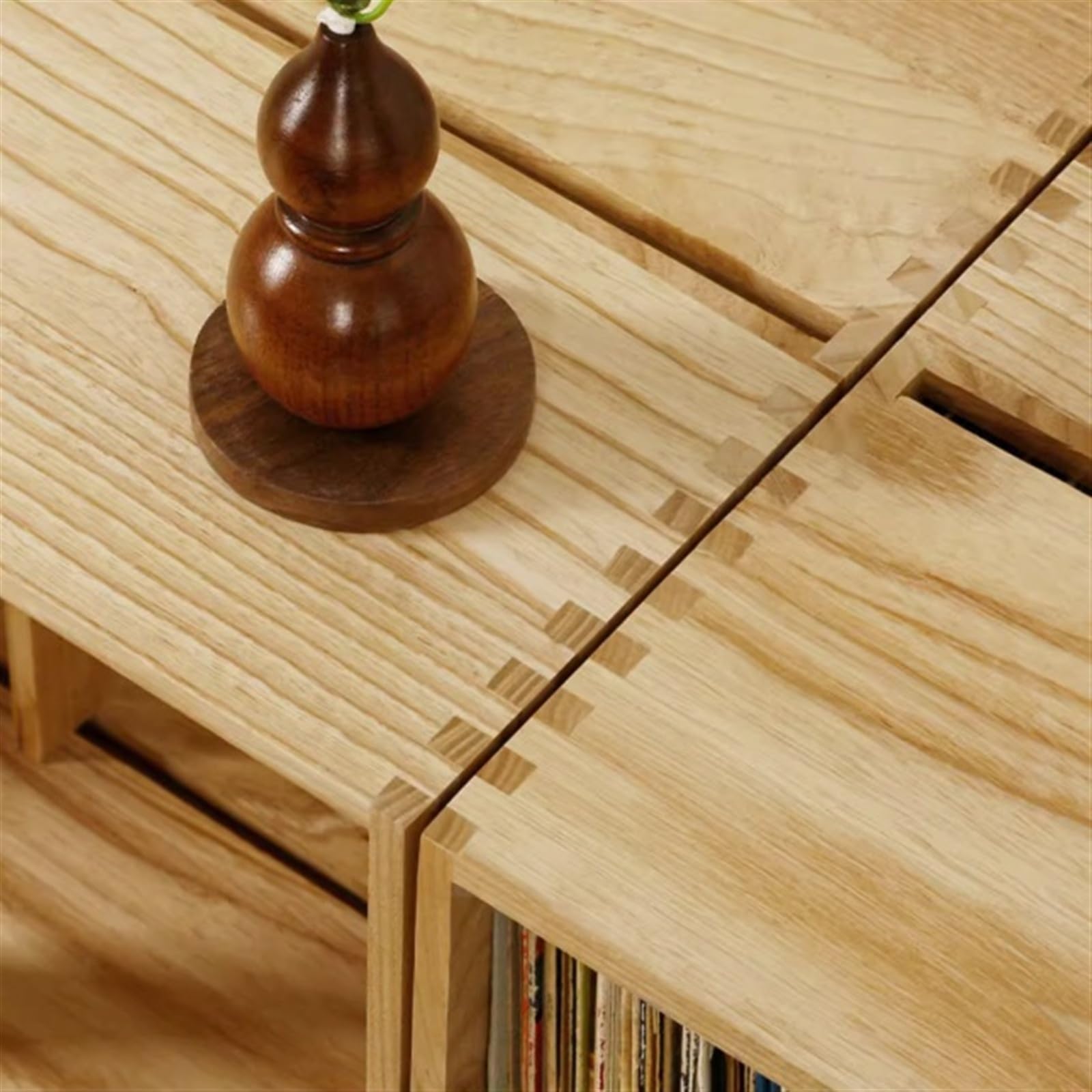 MRKU Porta Dischi in Vinile, espositore per CD, Organizer per la casa - Scaffale da Tavolo impilabile in Legno per LP