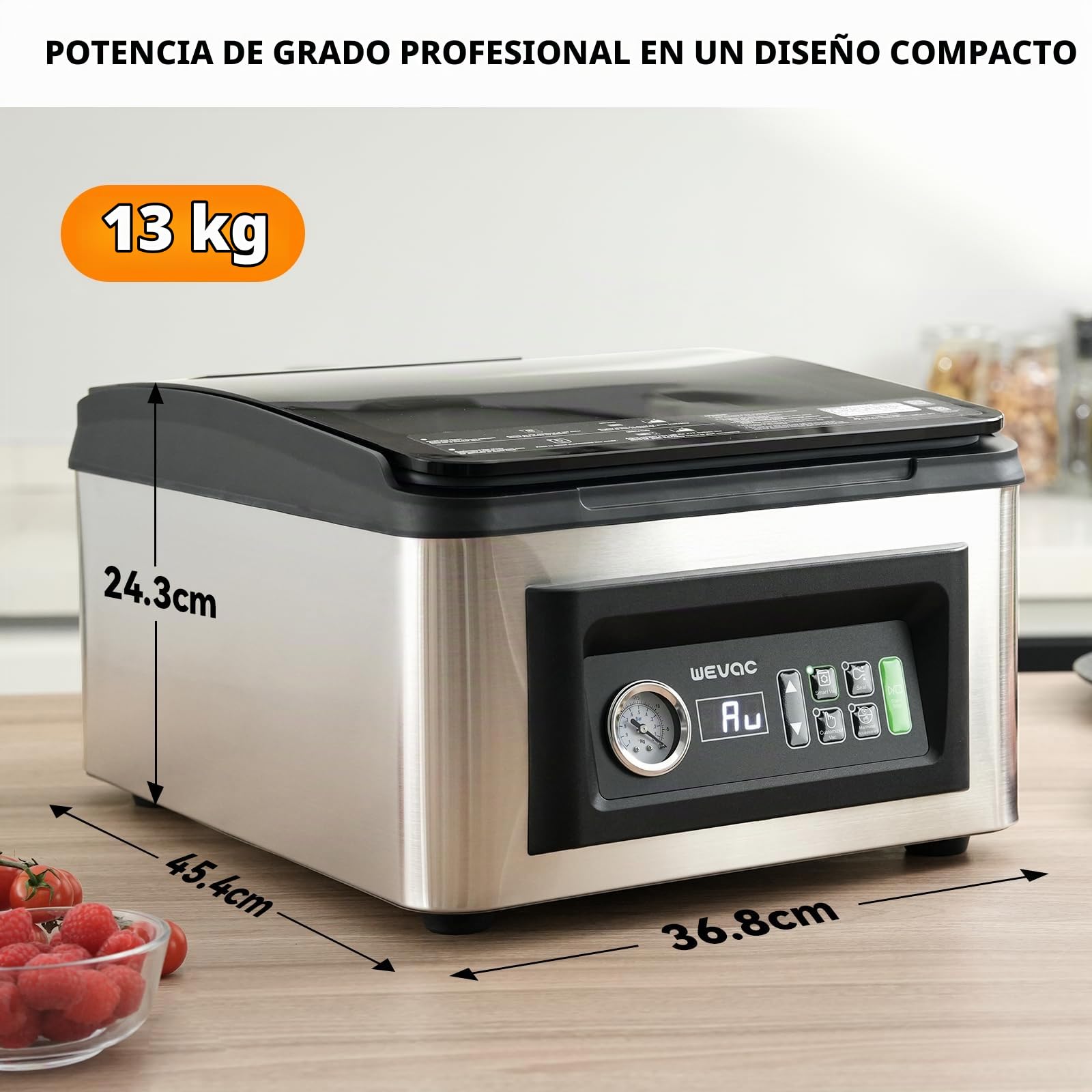 Wevac CV12Pro Envasadora al Vacío de Cámara 430W, Bandeja Extraíble&Lavable | Temporizador automático inteligente de vacío, cámara profunda y diseño fácil de limpiar, grado comercial