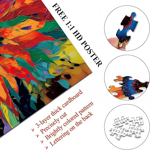 Miniatura 4 de PICKFORU Rompecabezas de girasol para adultos de 1000 piezas, rompecabezas de flores degradadas coloridas, rompecabezas de arte fino de 1000 piezas