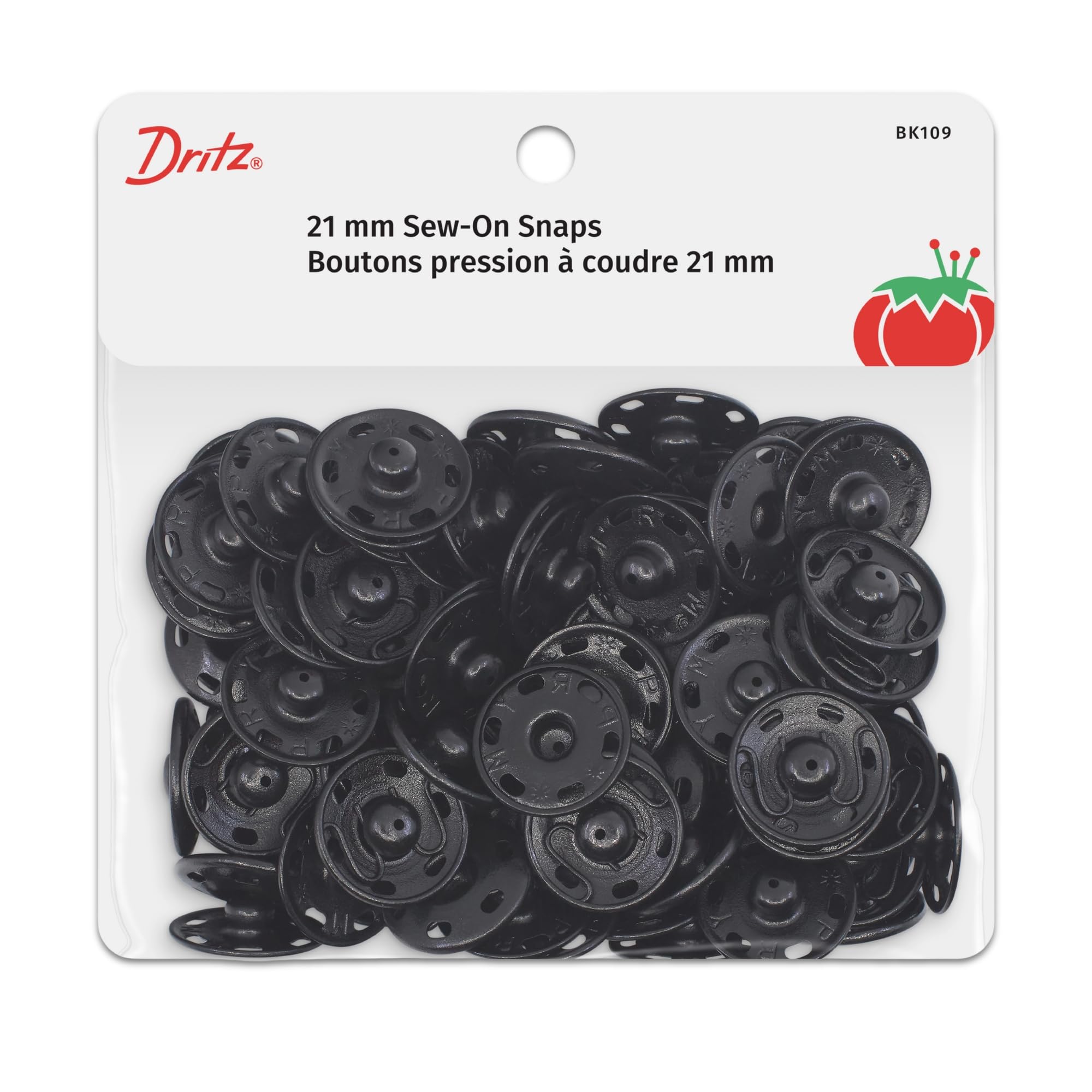 Dritz Sew-On Snaps, Black, Size 10, 48ct