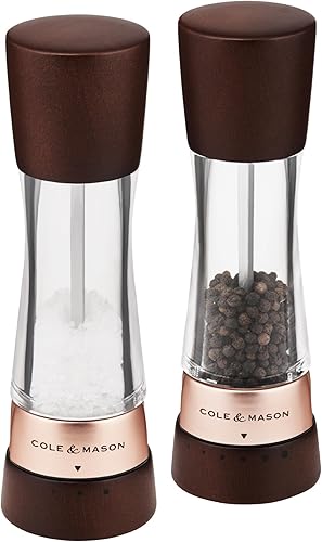 Miniatura 9 de Cole & Mason Derwent - Molinillo de pimienta de precisión gourmet, herramientas recargables para condimentos y especias, ajustes ajustables de Oro