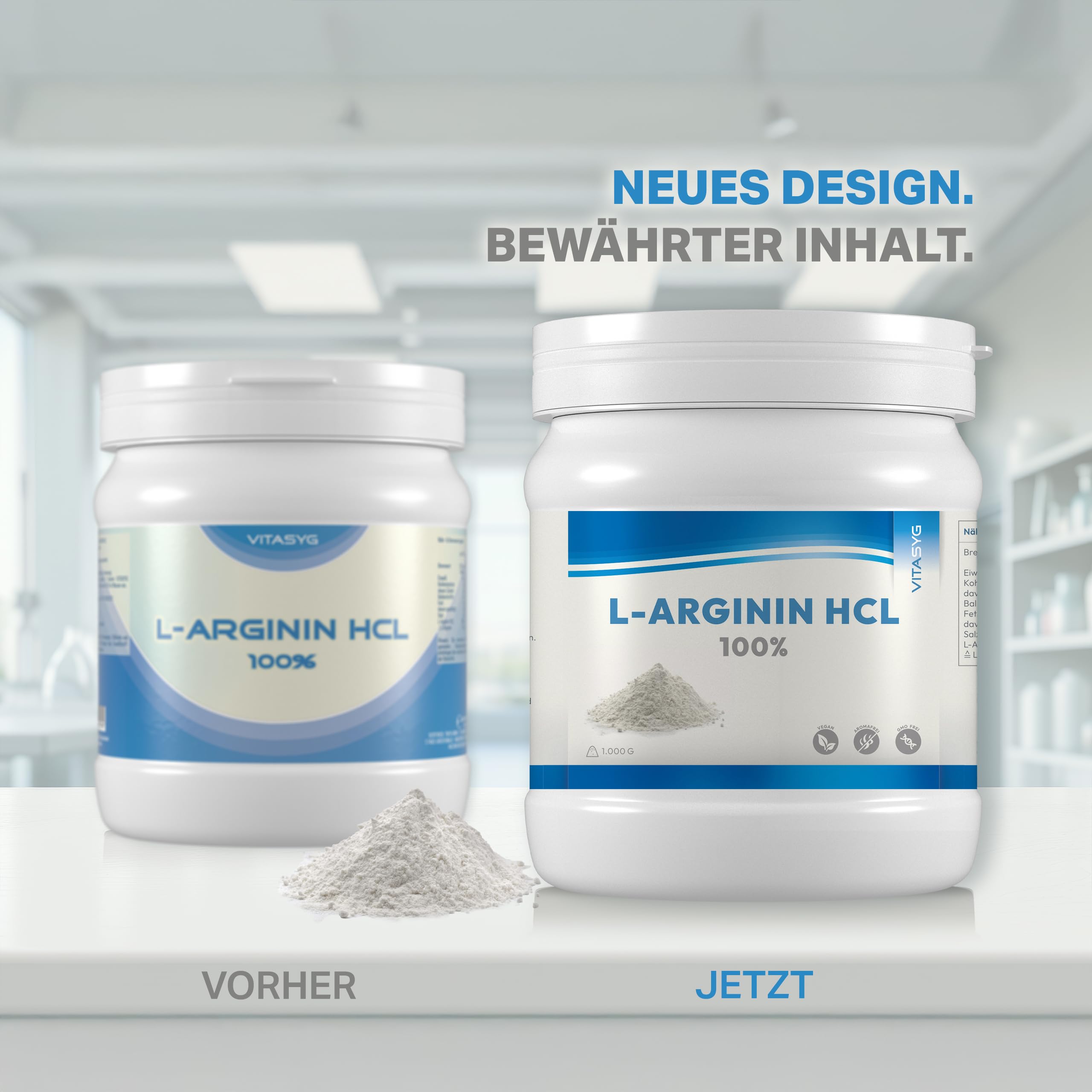 L-Arginin HCL Pulver 1000g - 1kg - Premium L-Arginn HCL ohne Zusätze - vegan