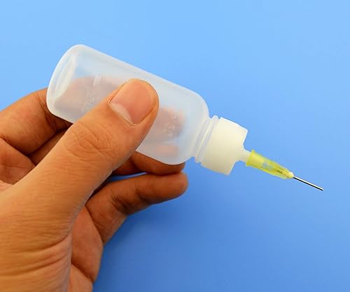 Miniatura 6 de SHAOTONG 6 botellas exprimibles con 14 agujas dispensadoras y 1 cepillo dispensador y 12 tapas (1.0 fl oz+1.7 fl oz+3.4 fl oz)