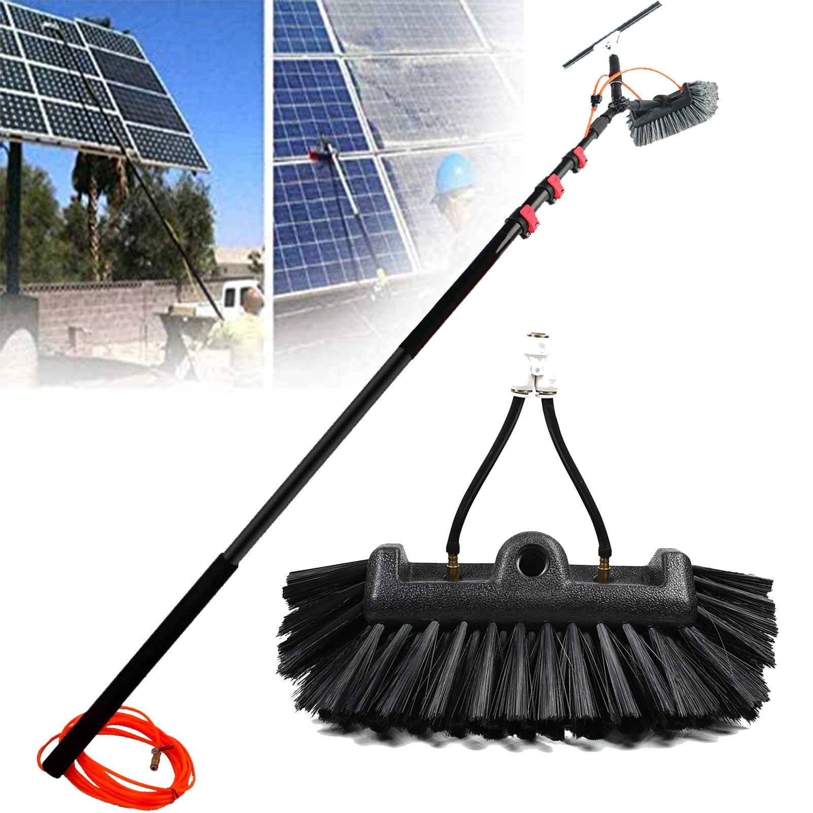 HADECOLL Extendable Window Cleaning Kit For Photovoltaic Panel Cleaningextendable Cleaner Roof Cleaning Kit For Cleaner Roof Photovoltaic Panel Cleaning35 Cm Brush Head,12M/39Ft,Size_Name-3.6M/12Ft
