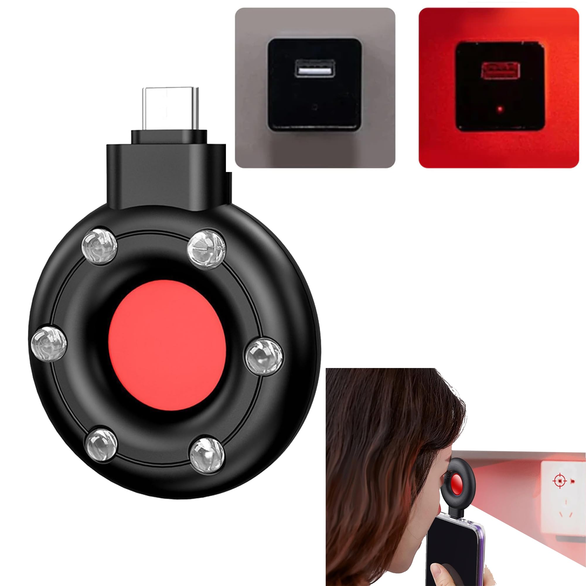 Hidden Camera Detectors & Spy Bug Finder, Anti Spy Infrared Lens Scanner, Security Camera Detector Device for Home Hotel Travel Privacy (for USB-C Type Connector)-image-20