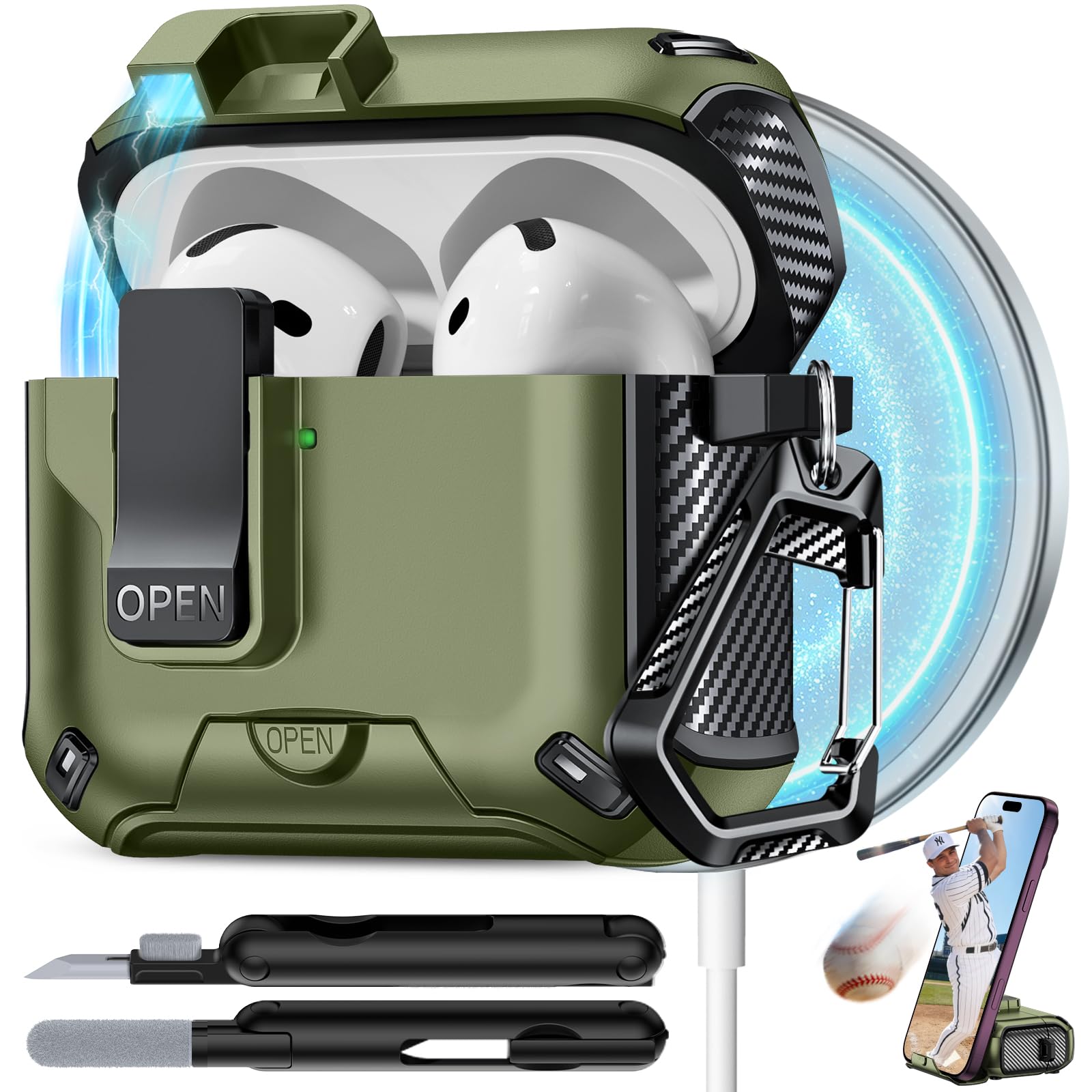 for AirPods 4 Case with Lock (Dark Green)