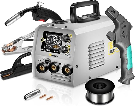 SSIMDER 140 Amp MIG Welder 110V Machine Stick/Flux Core MIG/Lift TIG 3 in 1 Welding Machine with IGBT Inverter With 600A Ergonomic Electrode Holder, for Metal DIY Projects/Home/Farm/Car