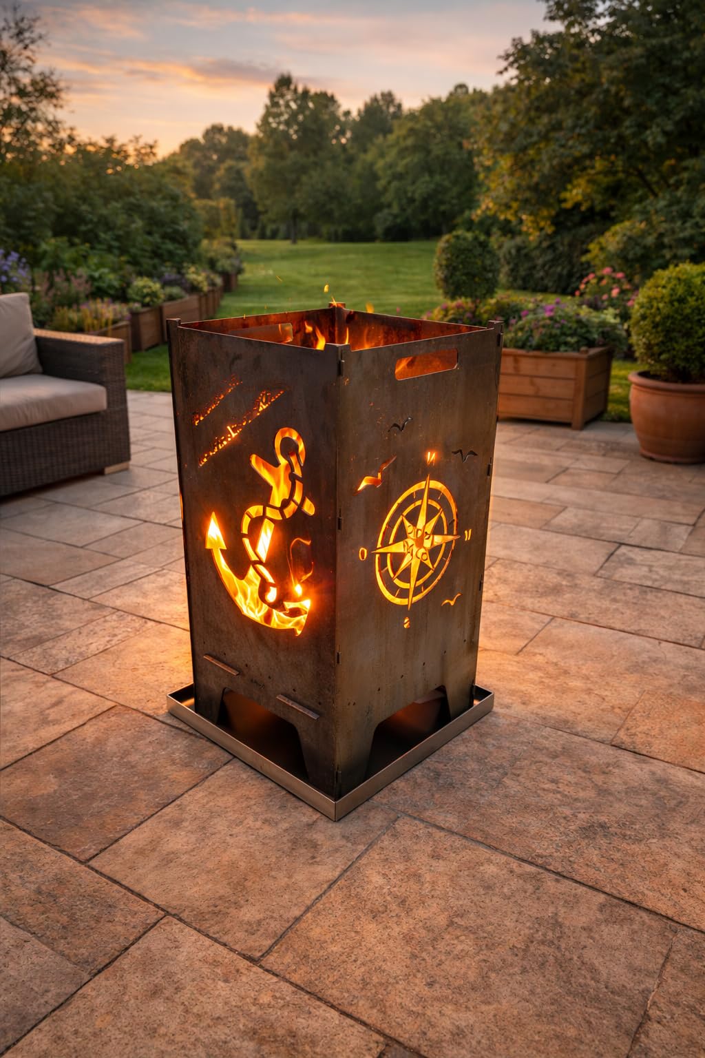Lehnert Bodenschutzwanne Aschewanne 2mm Edelstahl Maße 450x450mm für Feuertonne