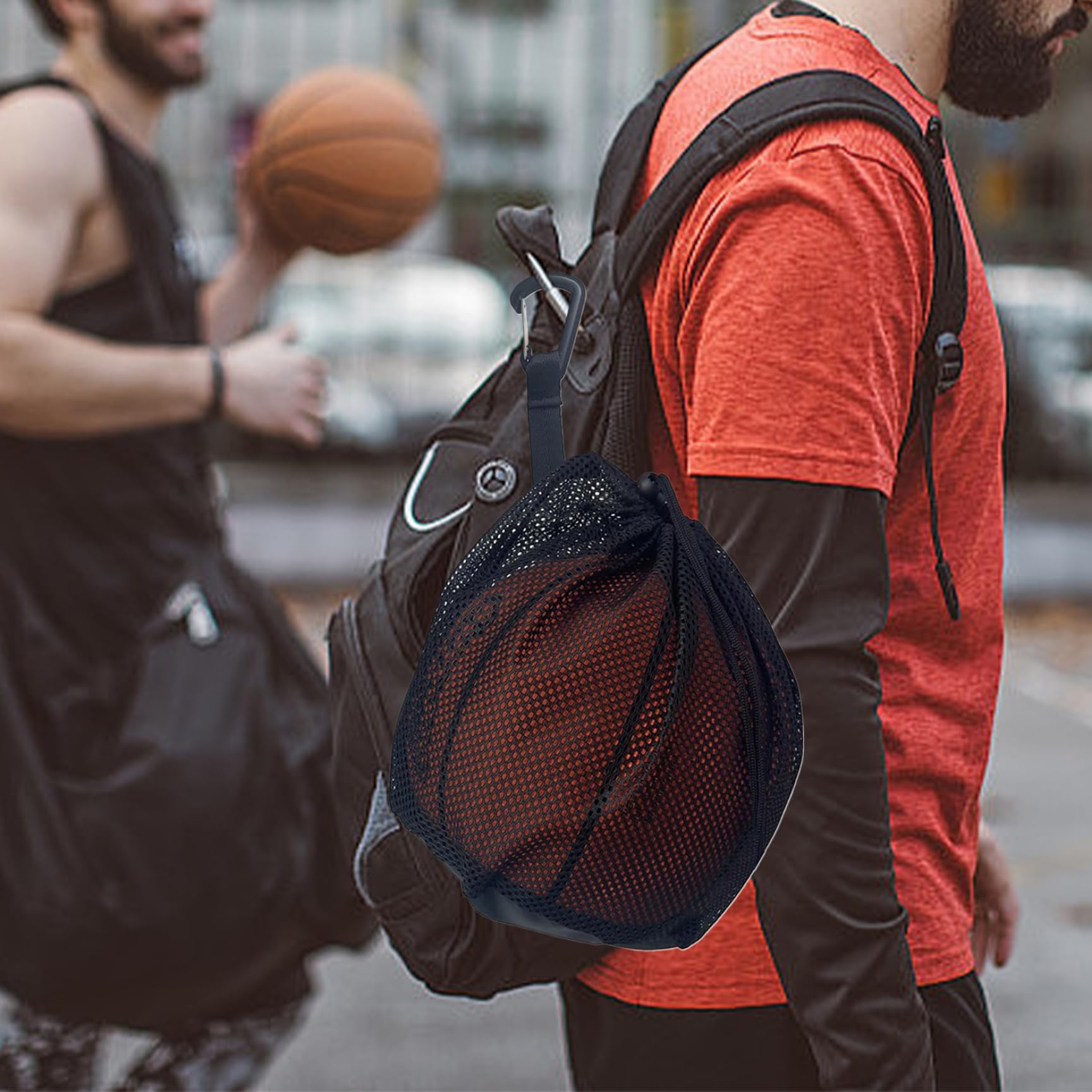 Netz-Balltasche Mit Kordelzug – 16 Liter, Reißverschlusstasche & Clip Für Fußball & Basketball
