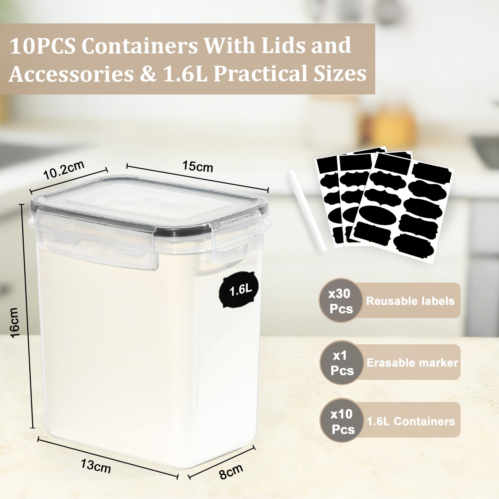 Rangement Cuisine Pratique OXO Good Grips - Lot De 16 Récipients Verre Hermétiques - Conservation Alimentaire Boîtes Conservation