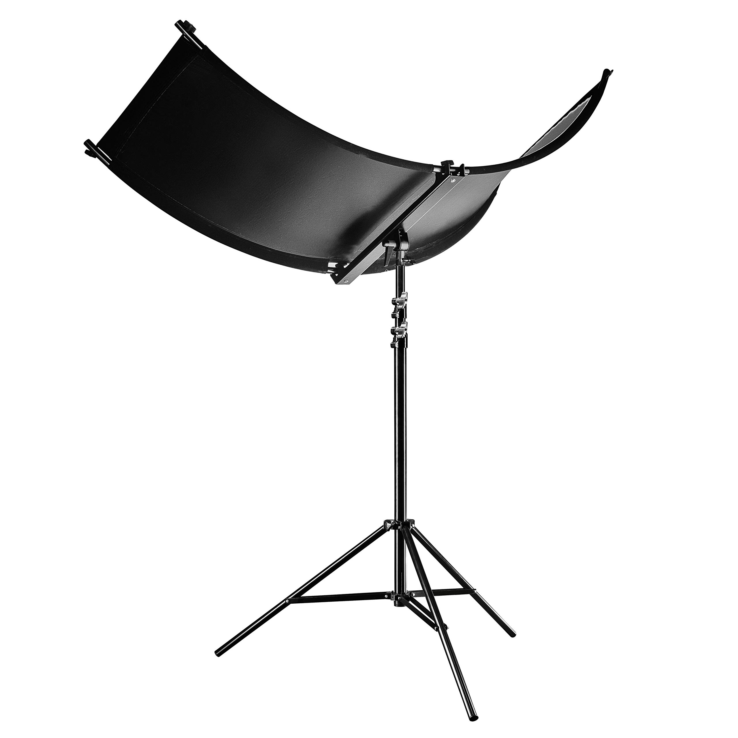 Walimex pro Set di Riflettore curvo a U Halfpipe e Stativo luci WT-806, Modellatore concavo da 150 x 60 cm, color argento/bianco/oro, Treppiede fino a 256 cm per fotografia ritratto
