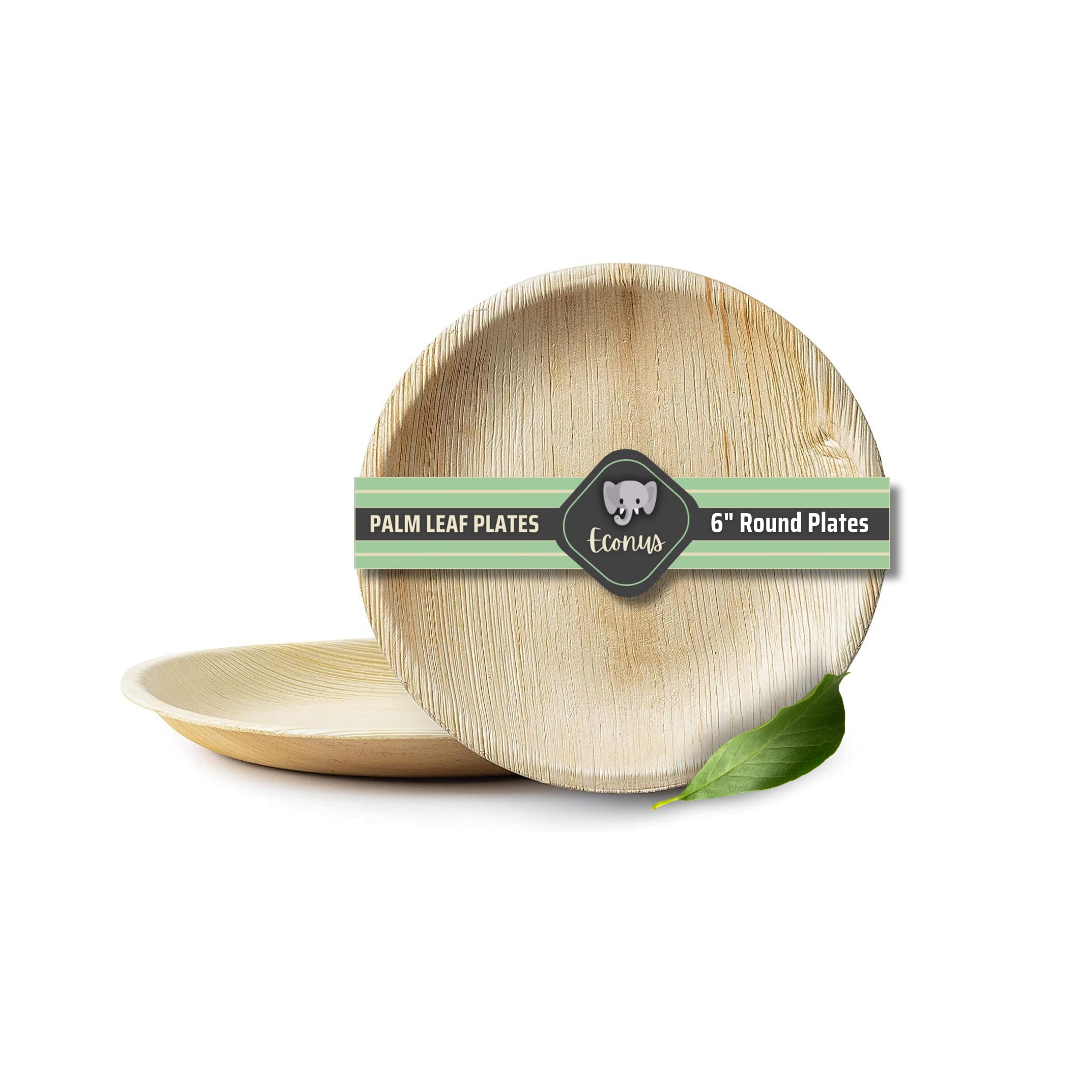 ECONUS Export Quality Plates| Pack of 25| 6 inch Disposable Round Plates, Areca Palm Leaf Plate for Party and Function