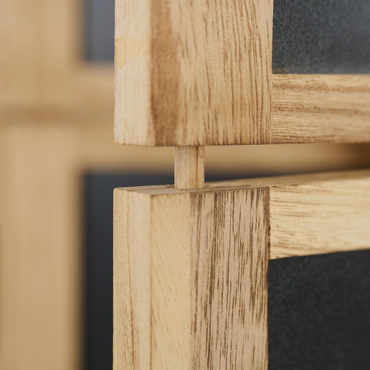 Homestyle4u 2015 Paravent en bois naturel noir naturel 3 pièces Brise-vue