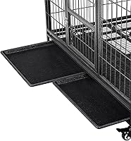 Vista 8 de Yaheetech Jaula de perro resistente a prueba de escapes de 43 pulgadas con puertas dobles, 2 bandejas extraíbles, ruedas bloqueables, perrera