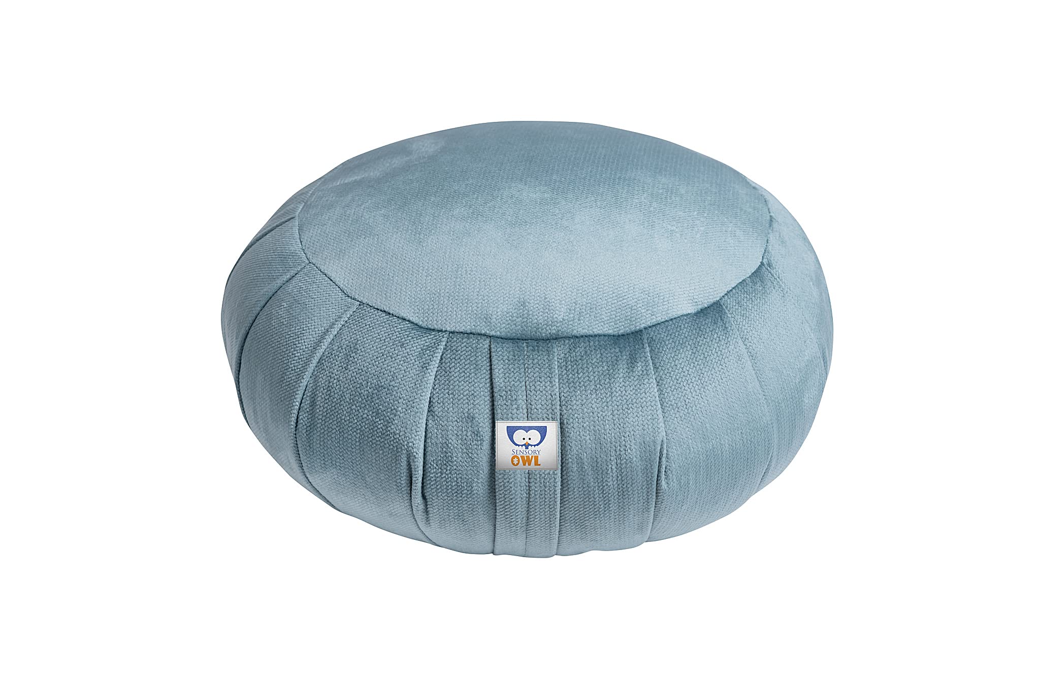 Sensory Owl Yoga Cushion Zafu Meditation Soft Velvet Buckwheat Husks Round Floor Cushion Buddhist Green