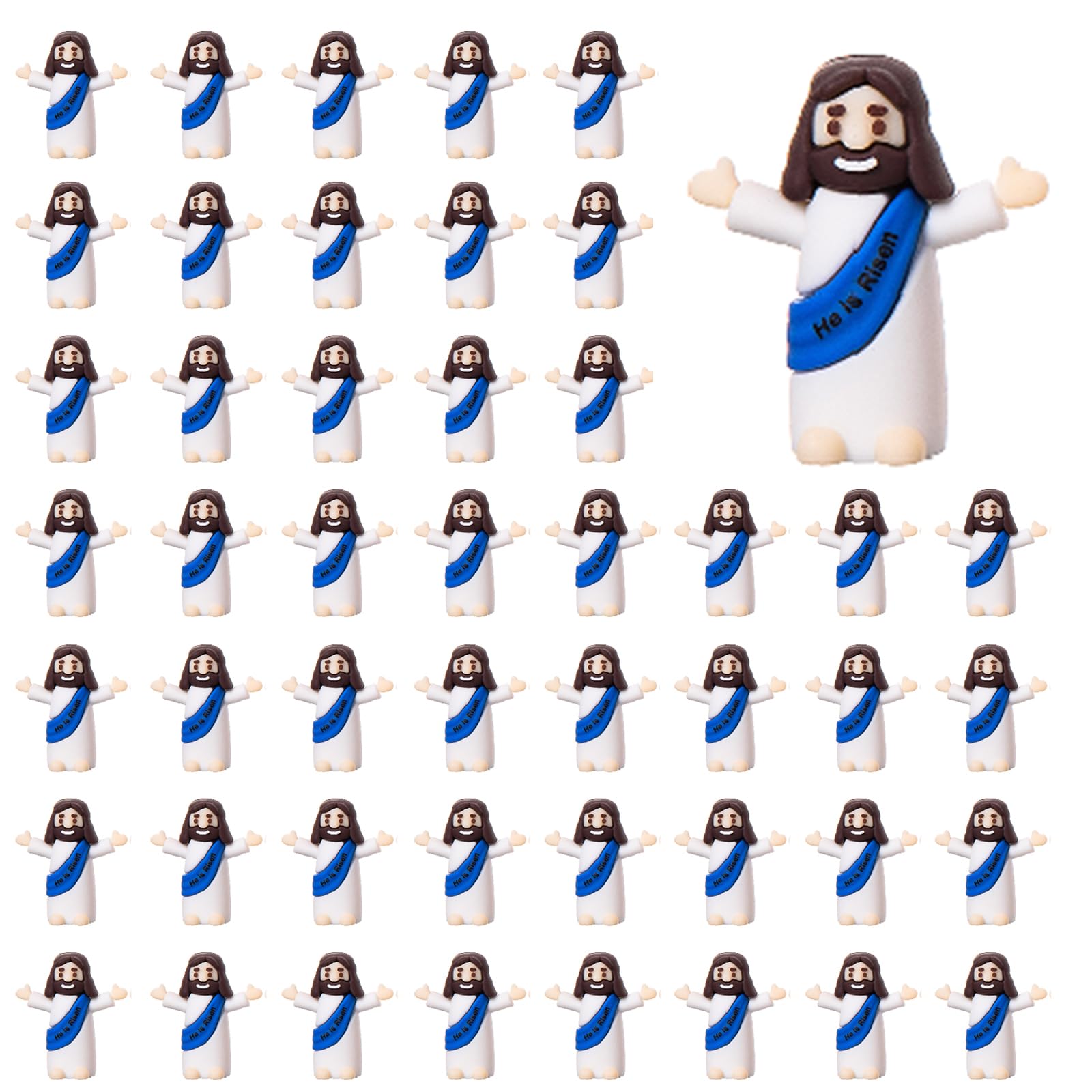 ARCHCRTC Mini Jesus Figures He is Risen Jesus Doll Little Jesus Figurine to Hide and Seek Classic Religious Gifts Christ Savior Jesus for Sunday Easter Egg Stuffers Gift (50, Blue)