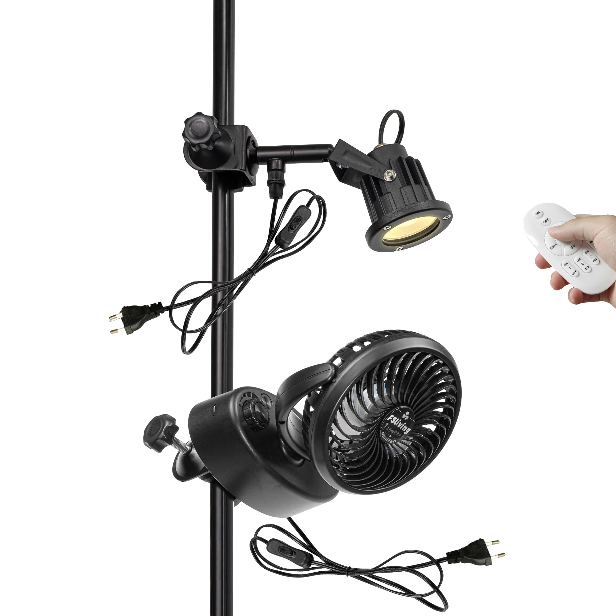 Pflanzenlampe mit Schwenkarm,Clip Grow Light und Clip ventilator grow mit Flexibler Schwanenhals, 9/12/15H Timer für kleine Pflanzen Zimmerpflanzen Samen TD0680-ZW