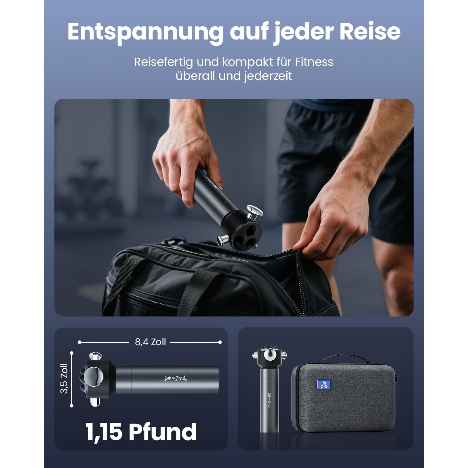 BOB AND BRAD VibeFlow Massagegerät, Massagepistole Alternative mit 116Hz Hochfrequenz-Vibration, 7.000 U/min Vibrationsmassagegerät für Tiefengewebe, Faszien, Triggerpunkte, Rücken, Nacken & Beine