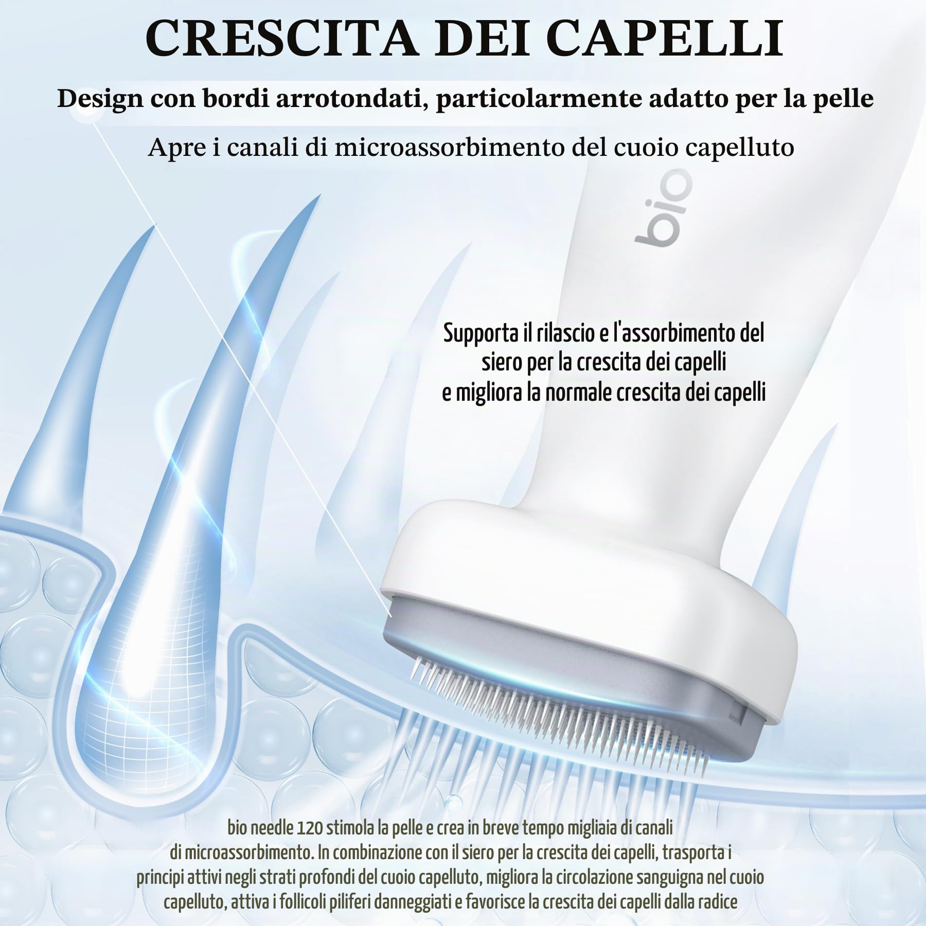 P-Beauty Derma Stamp - Microneedling - Mesoroller con 120 aghi in acciaio inox di alta qualità, lunghezza regolabile 0-2 mm, per anti-invecchiamento, rigenerazione della pelle, crescita dei capelli