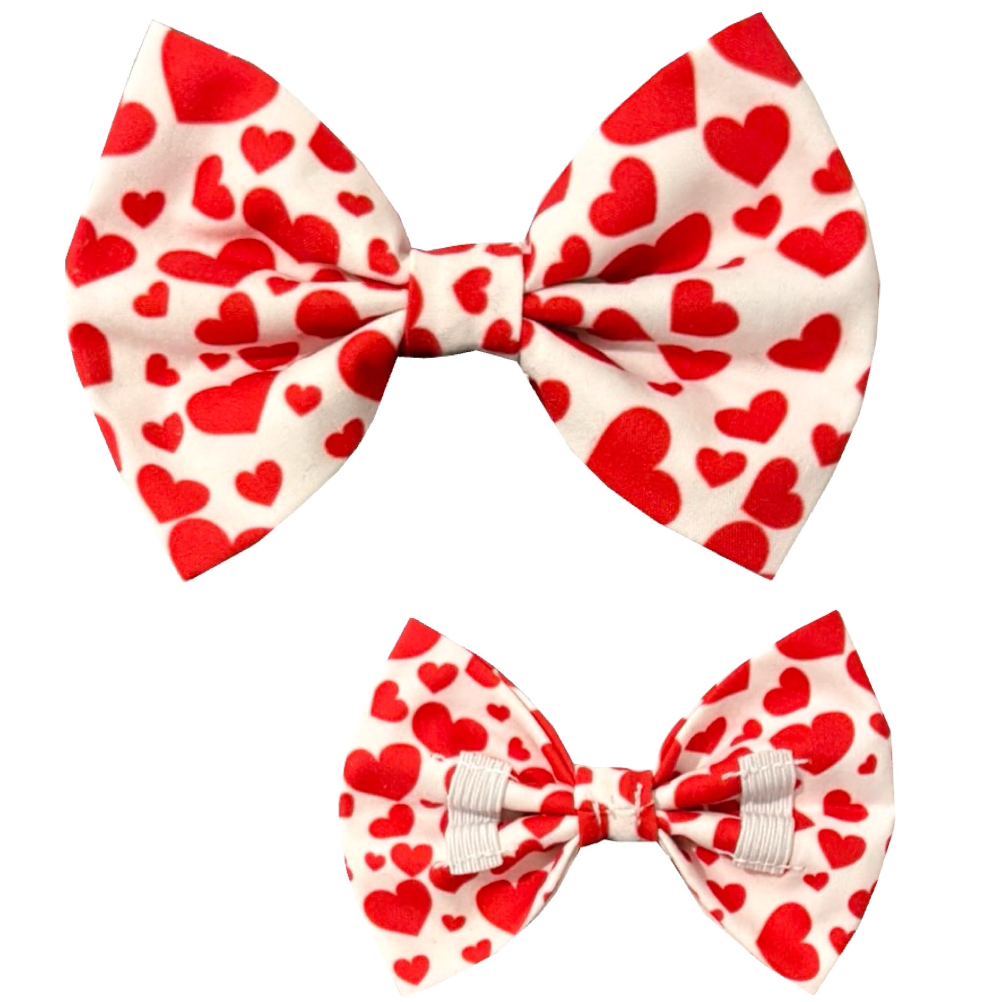 New Dogs Bow Tie Valentine's Day pink red LOVE Elastic Band attach COLLAR ACCESSORY UK (M), orange