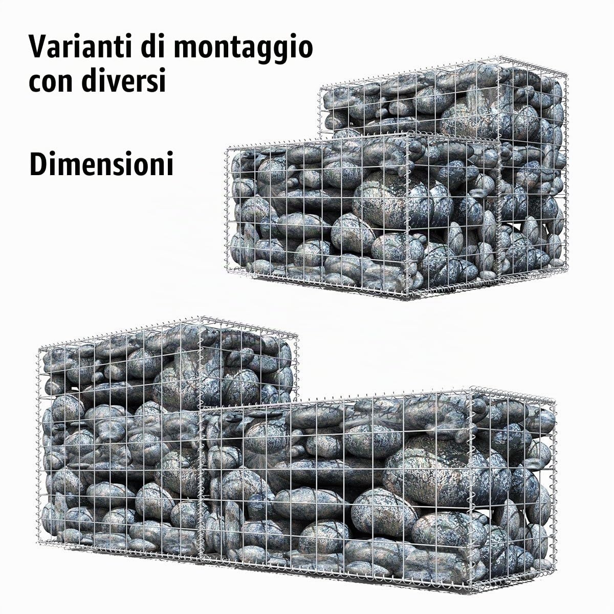 Gabbione 100x50x50 cm - Maglia 10x10 cm - Barriera Acustica Aiuola Rialzata - Gabbia Pietra Spirale - Zincato Caldo Riempibile - Galvanizzato Filo Acciaio Giardino Esterno Muro Sassi