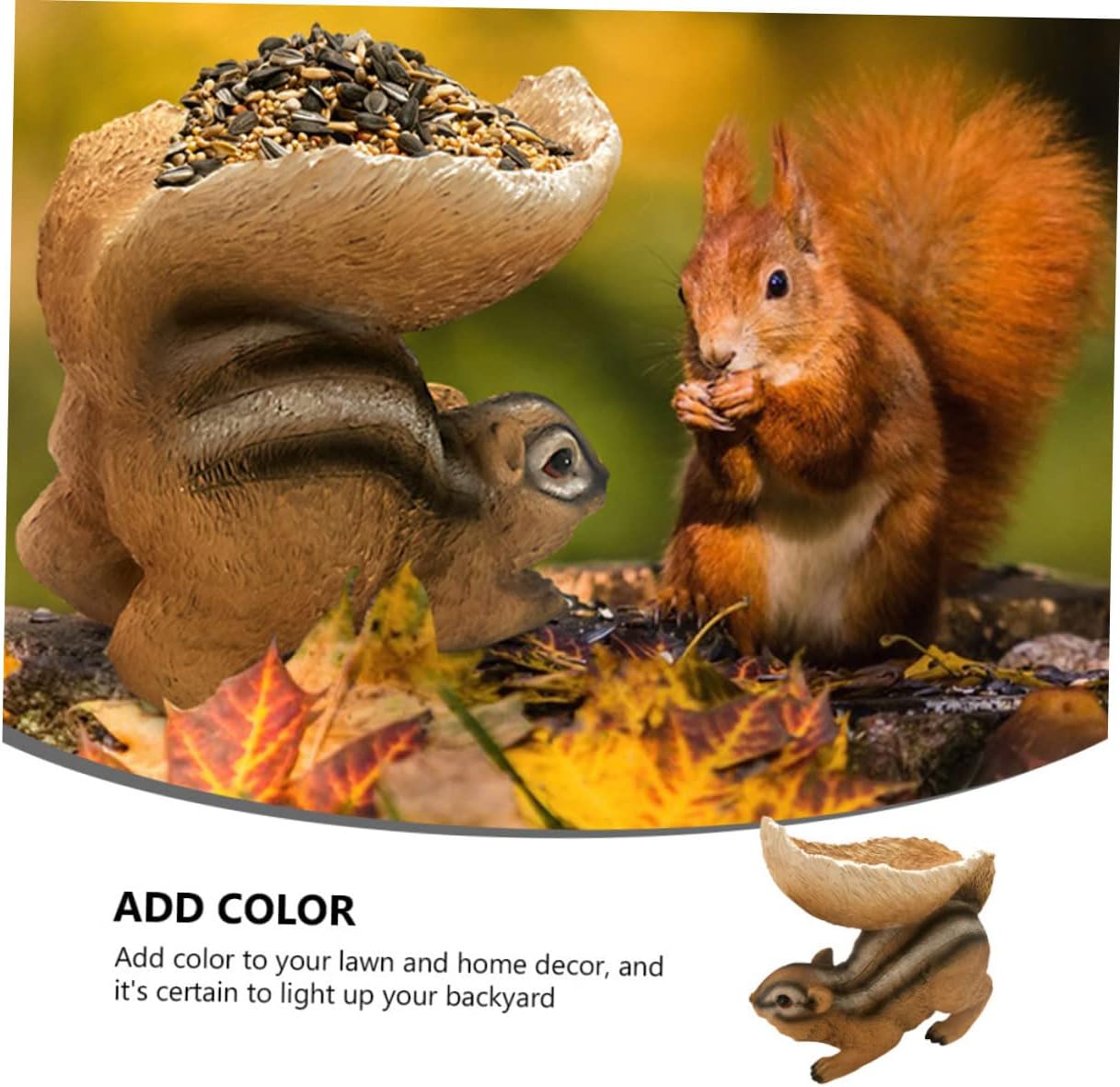 HANABASS 1Pc Creative Resin Squirrel Garden Decor Outdoor Statue Cute Lawn Ornament Lovely Feeder for Backyard Patio