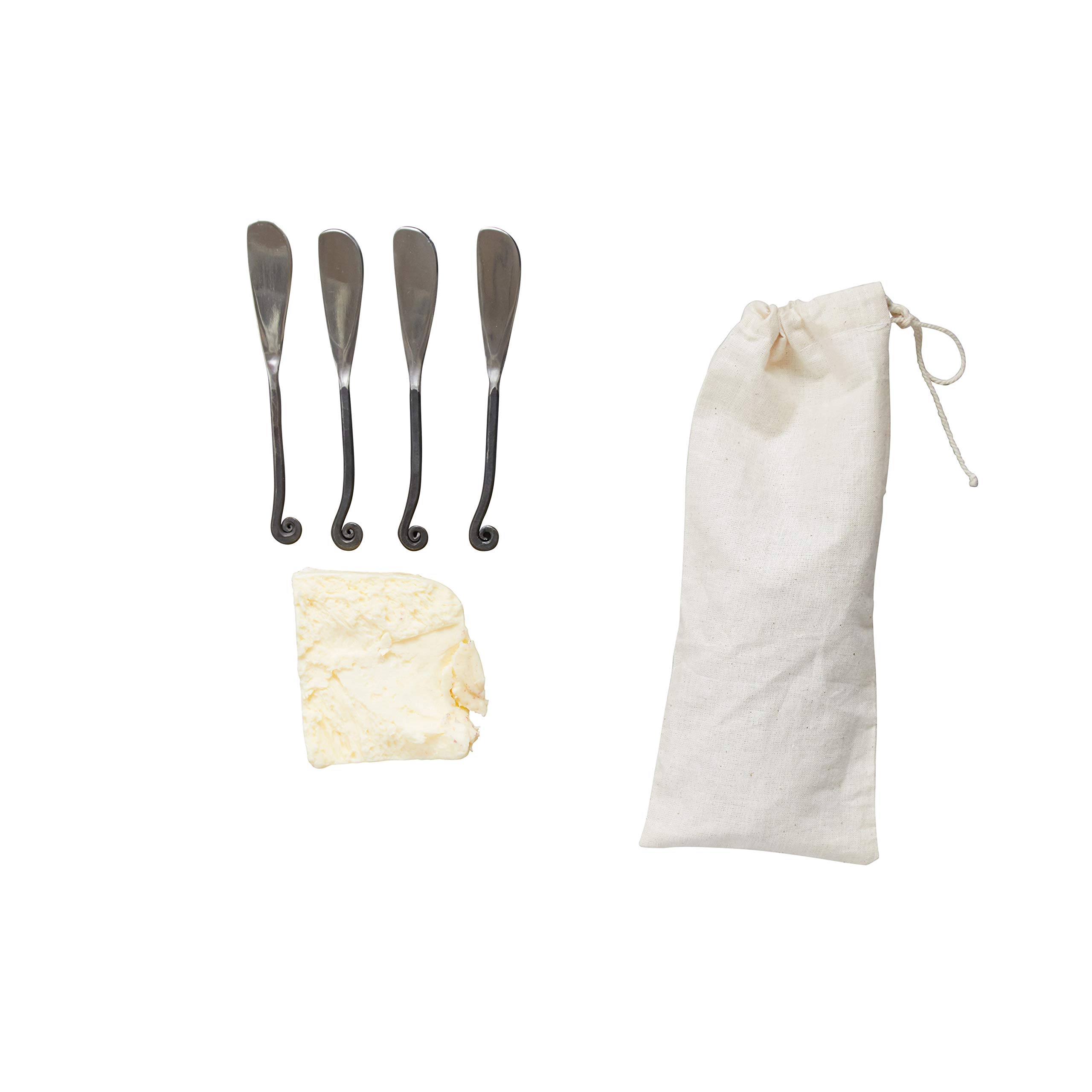 Creative Co-Op Hand Forged Canape Knives with Black Handles Set of 4 Pieces