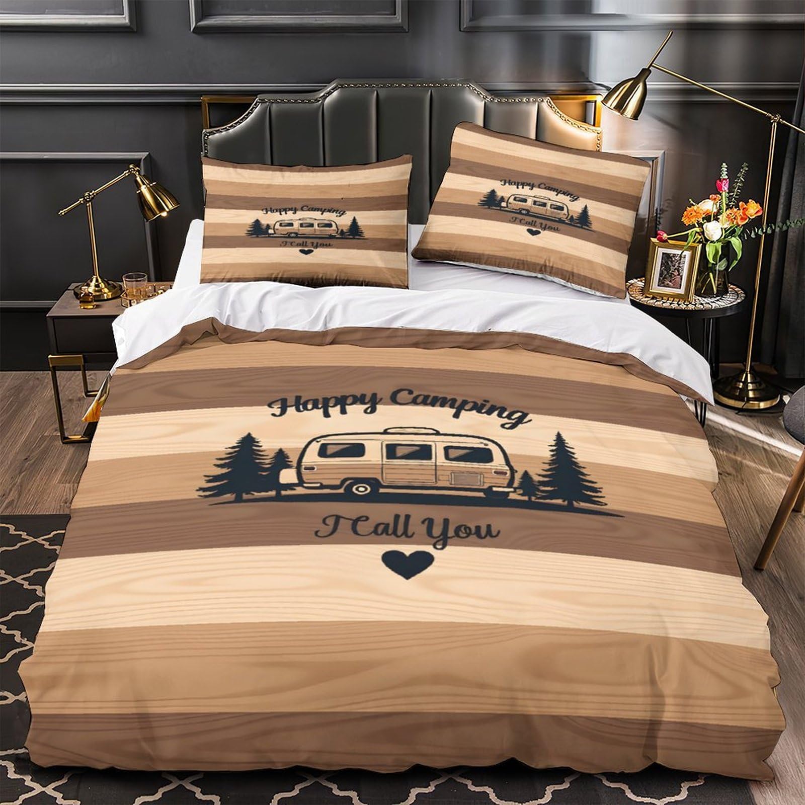 Parure de lit camping-car microfbre 135x200cm pour lit simple ado