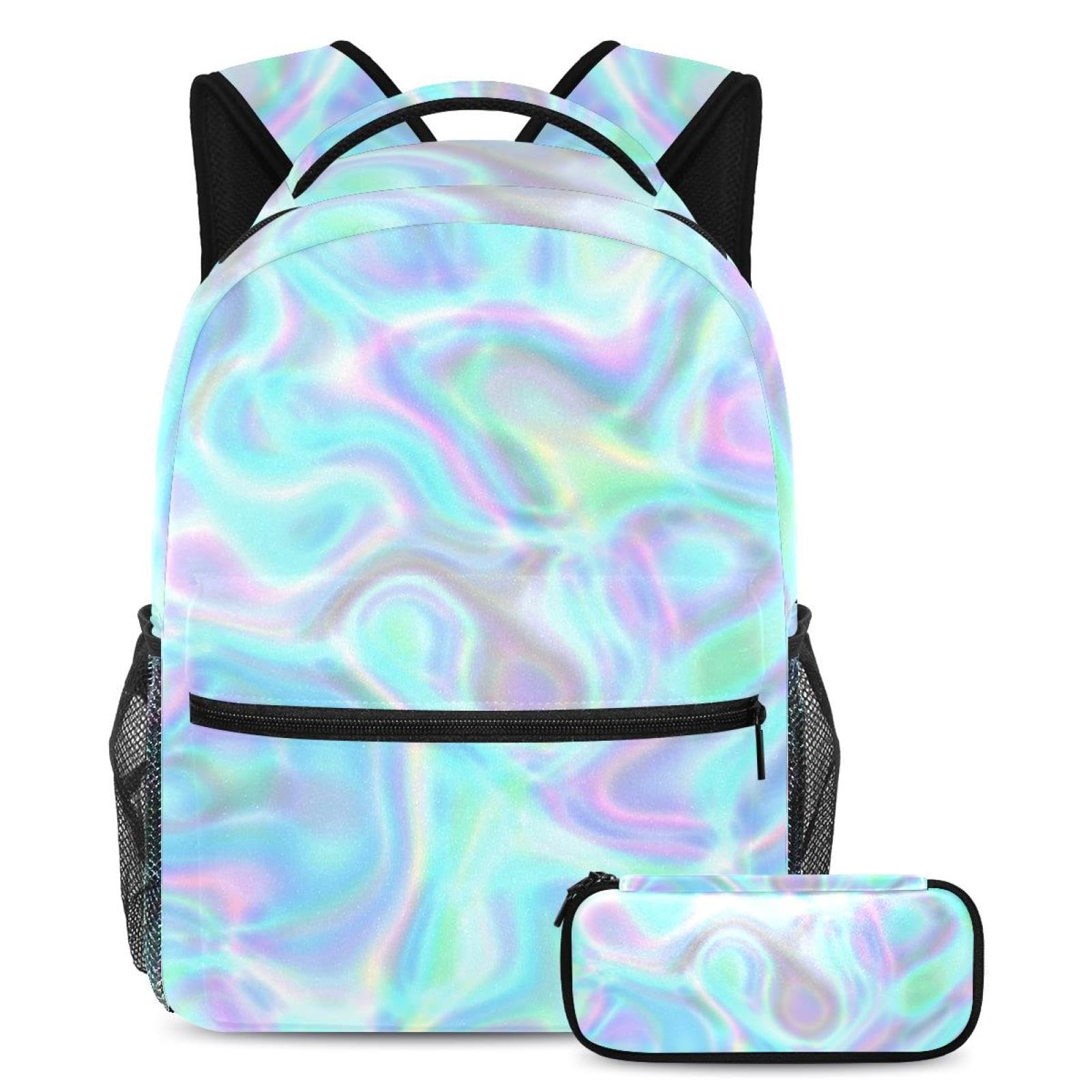 Sac à dos laser à reflets changeants avec trousse assortie intégrée - 7